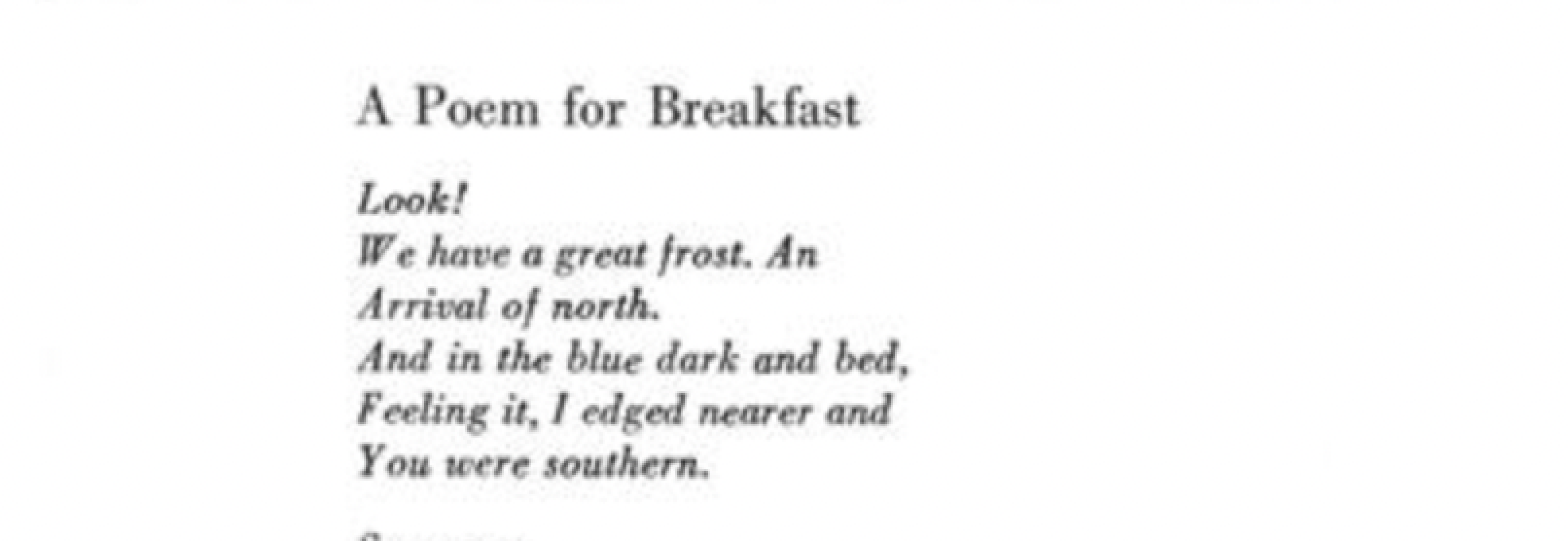 A Poem for Breakfast Esquire APRIL 1971